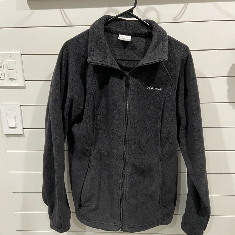 Columbia Black Collared Fleece Zip Up Jacket